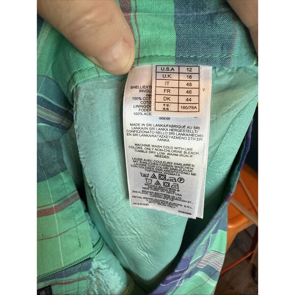 Brooks Brothers Skirt 12 Plaid Green Purple Pockets Tie Back Cotton Checked - Picture 11 of 12